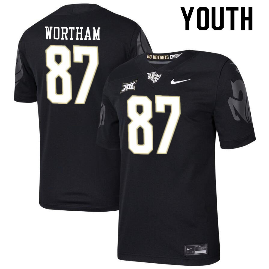 Youth #87 Dwartney Wortham UCF Knights Big 12 Conference College Football Jerseys Stitched-Black